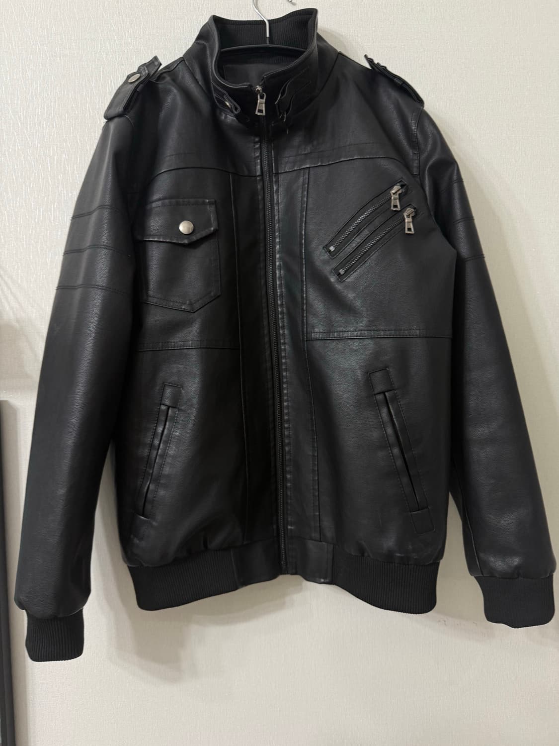 빈티지 후드 레이어드 레더 자켓 상품이미지3