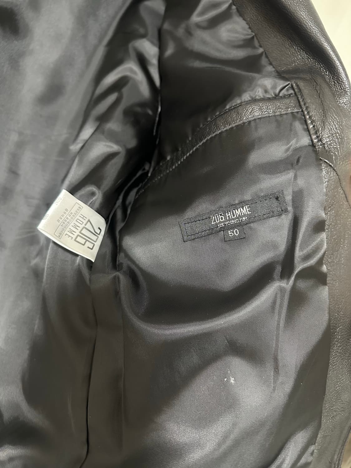 206 HOMME 고트스킨 레더 하이넥 자켓 50 size (신품급) 상품이미지7