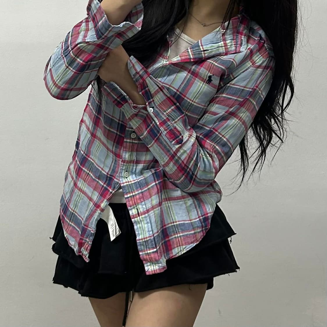 폴로 랄프로렌 린넨 체크 셔츠(S) 상품이미지1