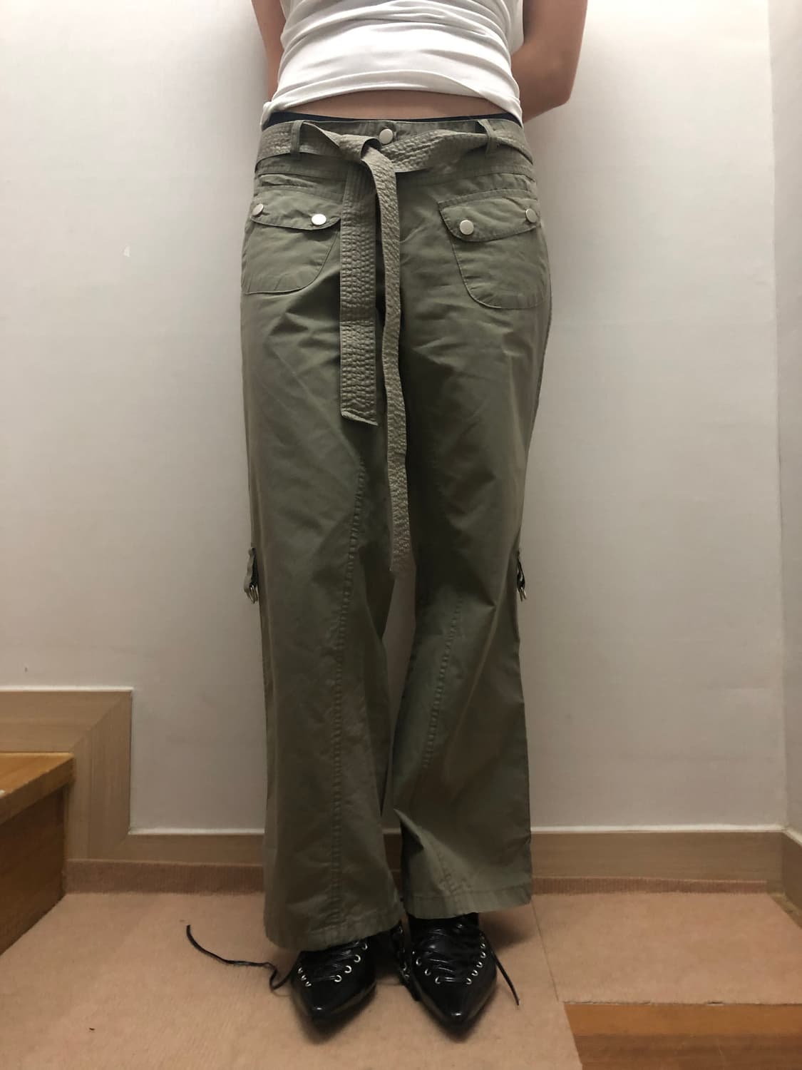 빈티지 카키 벨티드 팬츠 상품이미지6