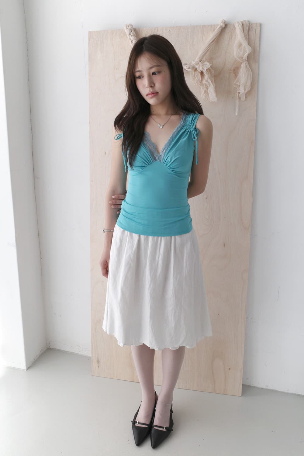 lace shirring sleeveless 상품이미지1