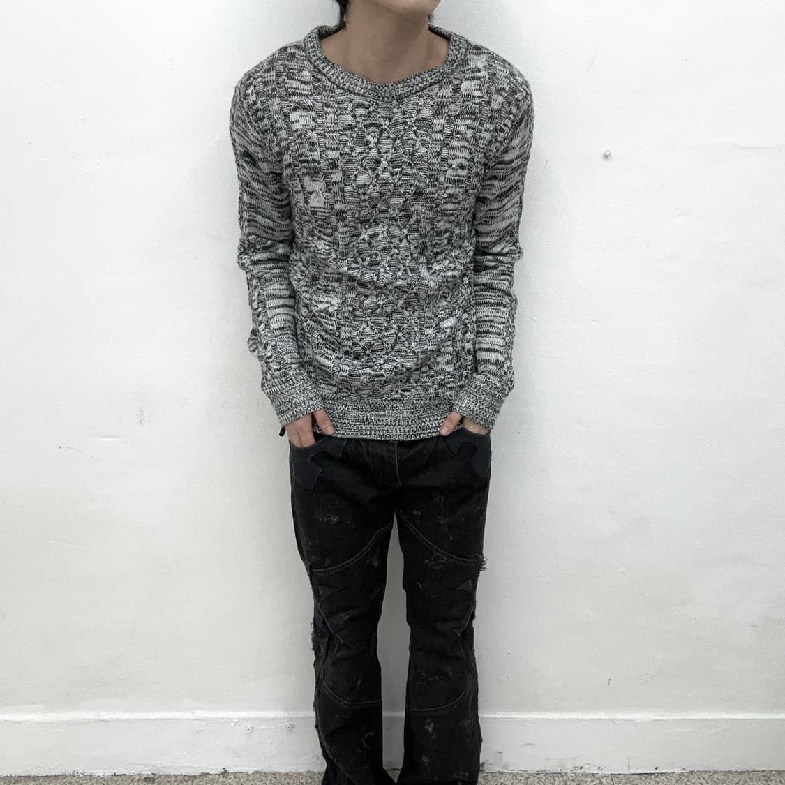 Grey noise pattern knit 상품이미지1