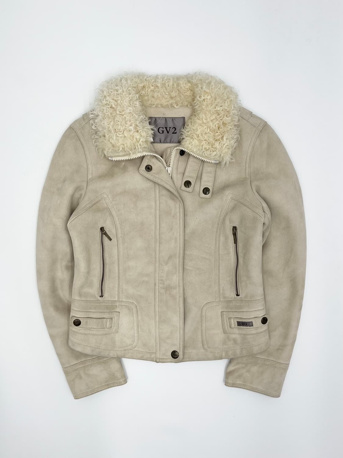 빈티지 아이보리 스웨이드 퍼 무스탕 상품이미지1