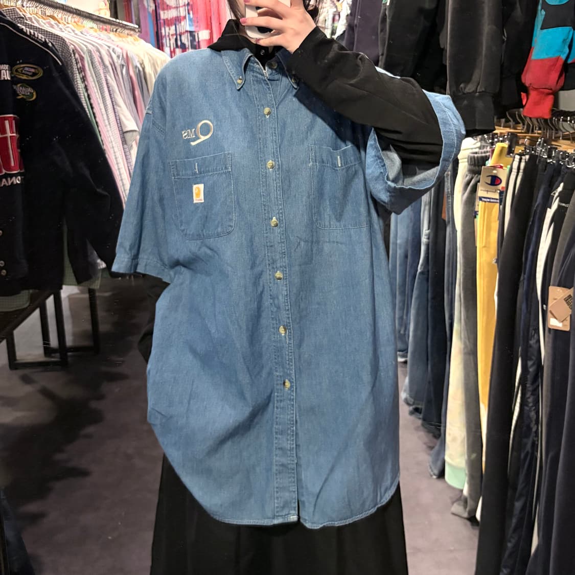  [IM] Carhartt 칼하트 데님 반팔 셔츠 중청 상품이미지2