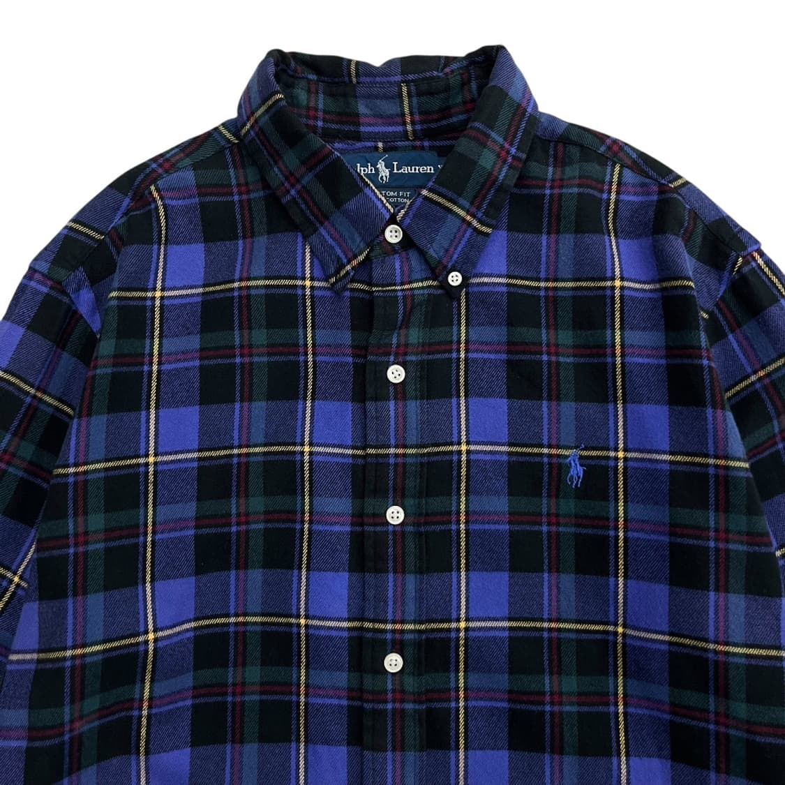 폴로 랄프로렌 퍼플포니 퍼플 타탄체크 울 셔츠 XL 상품이미지4