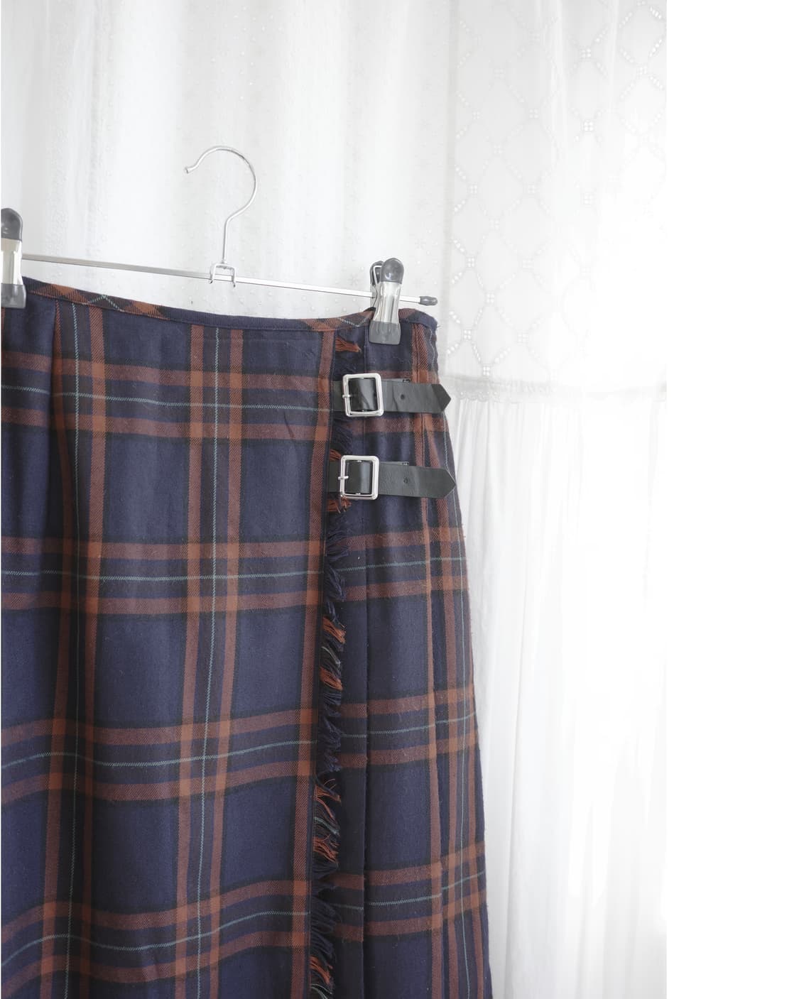 Orange check skirt 상품이미지4