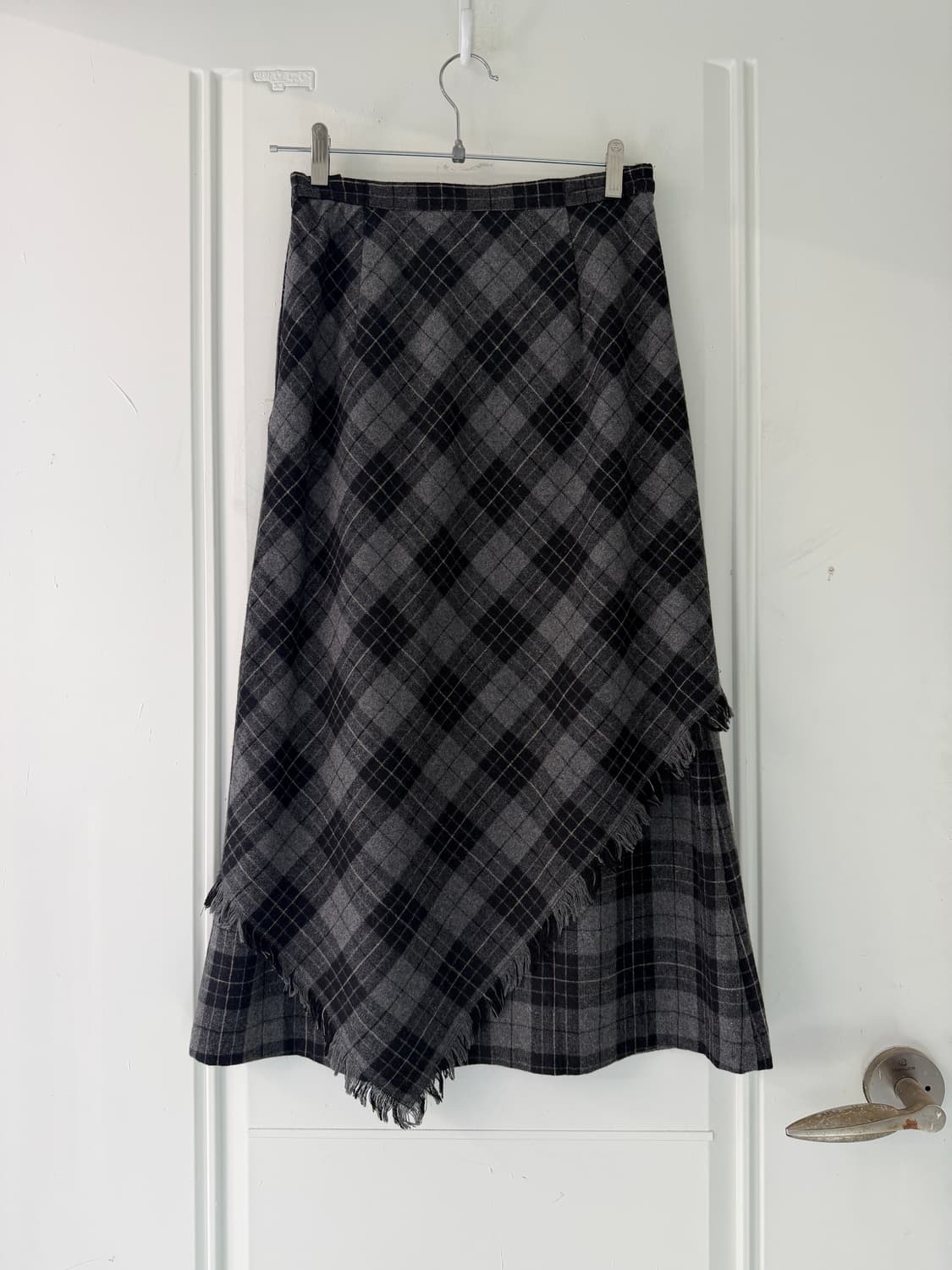 일본빈티지 울 타탄체크 프린지 롱스커트 상품이미지8