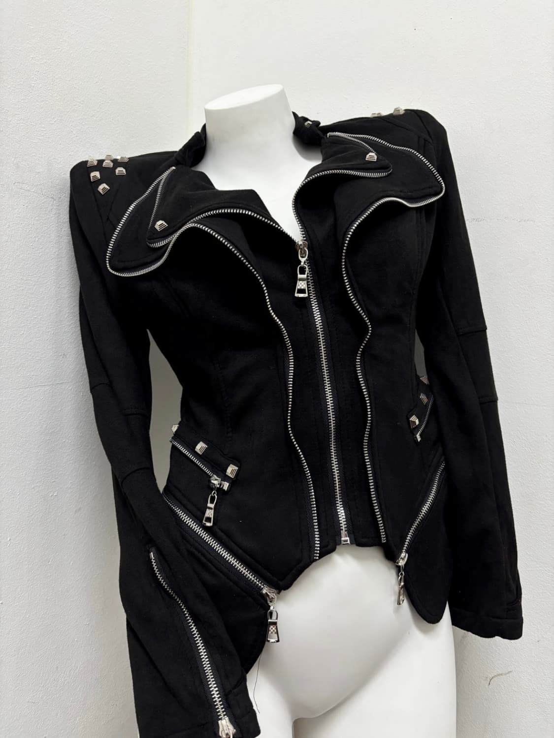 Japanese Vinatage 00s 펑크 락시크 지퍼 스터드 자켓 상품이미지1
