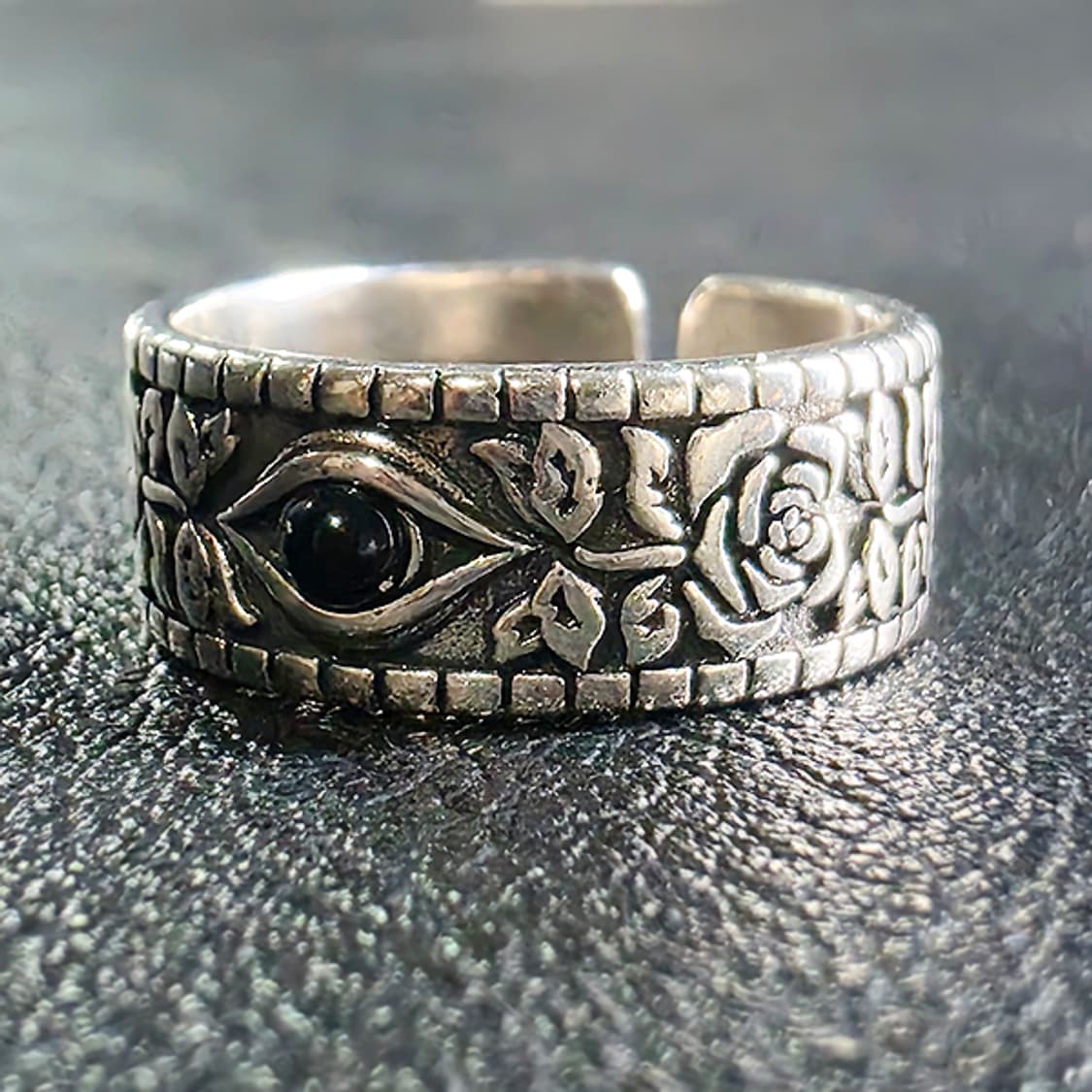 Ayn 실버 남자 엔틱 빈티지 명품 고대 장미 눈 반지 상품이미지3