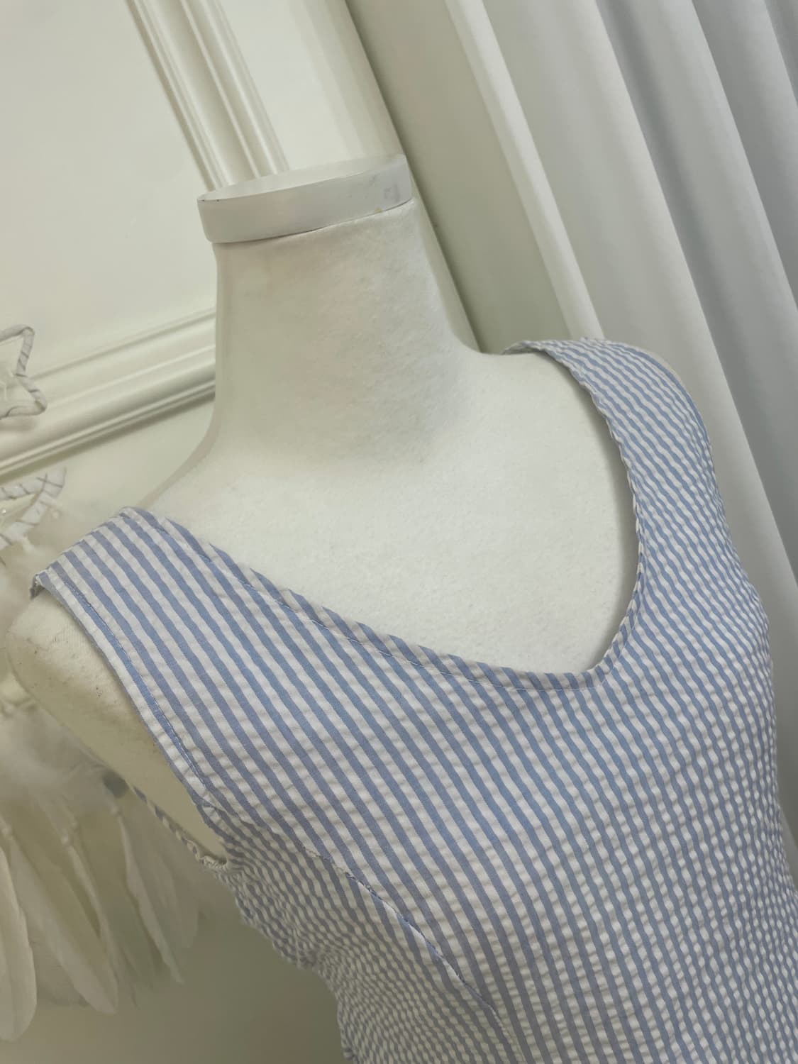 sky blue stripe lovely bow point flare o 상품이미지8