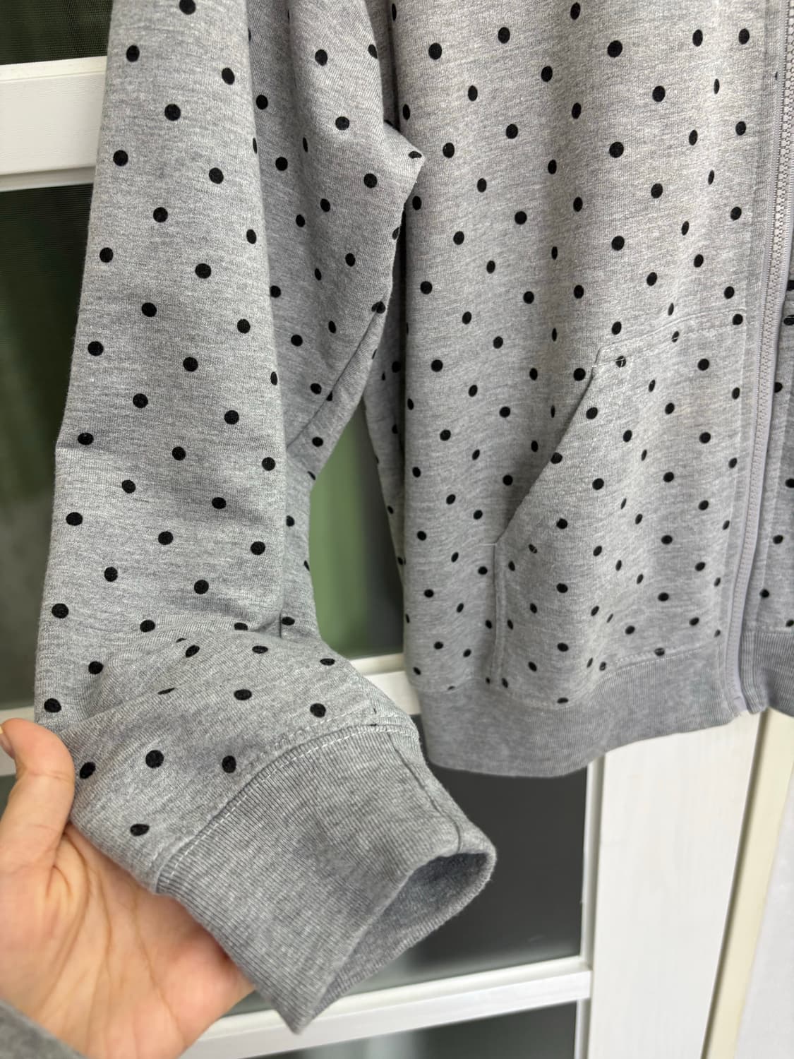 그레이 도트 후드집업 상품이미지4