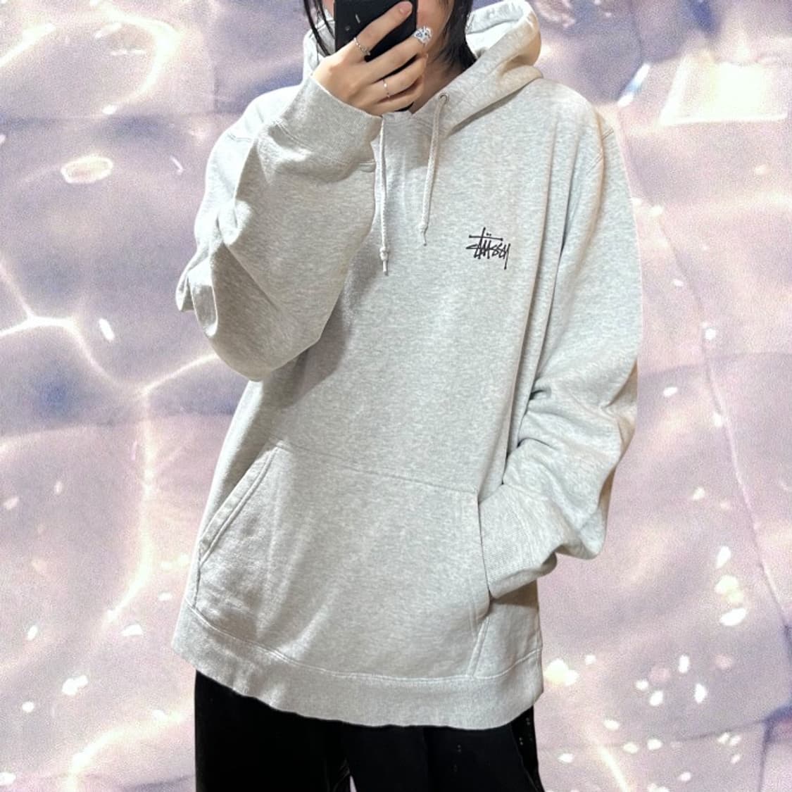 스투시 빅로고 기모 후드티 후드 티셔츠 그레이 XL 105  상품이미지2