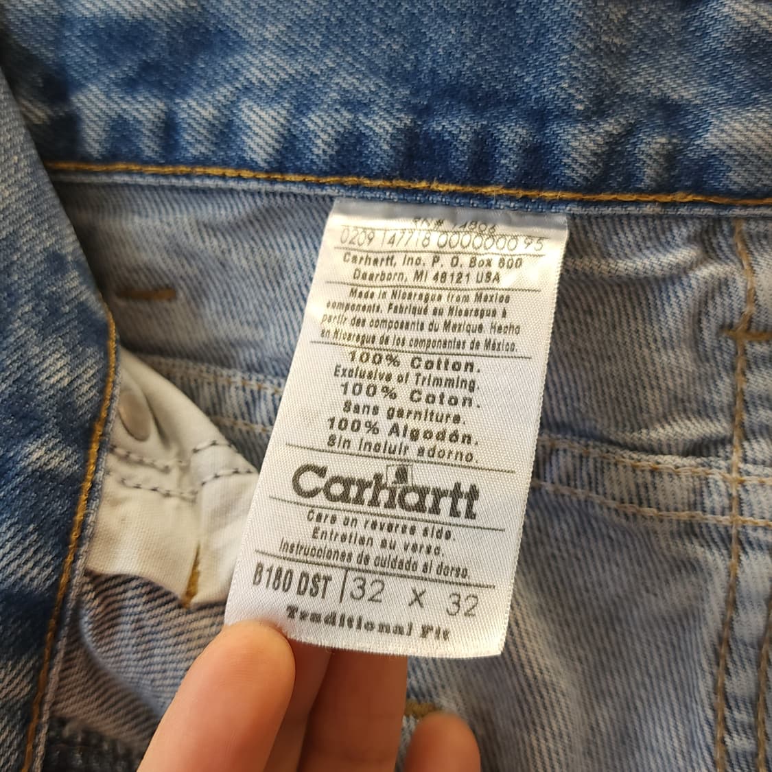 칼하트 데님팬츠 트레디셔널 워크 데님 팬츠 연청 32x32 상품이미지8