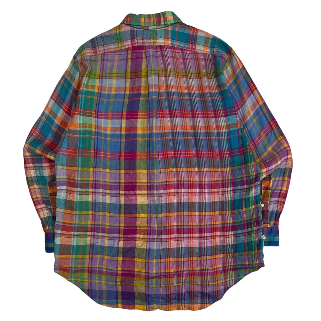 폴로 랄프로렌 네이비포니 비비드 타탄체크 린넨 셔츠 L 상품이미지3