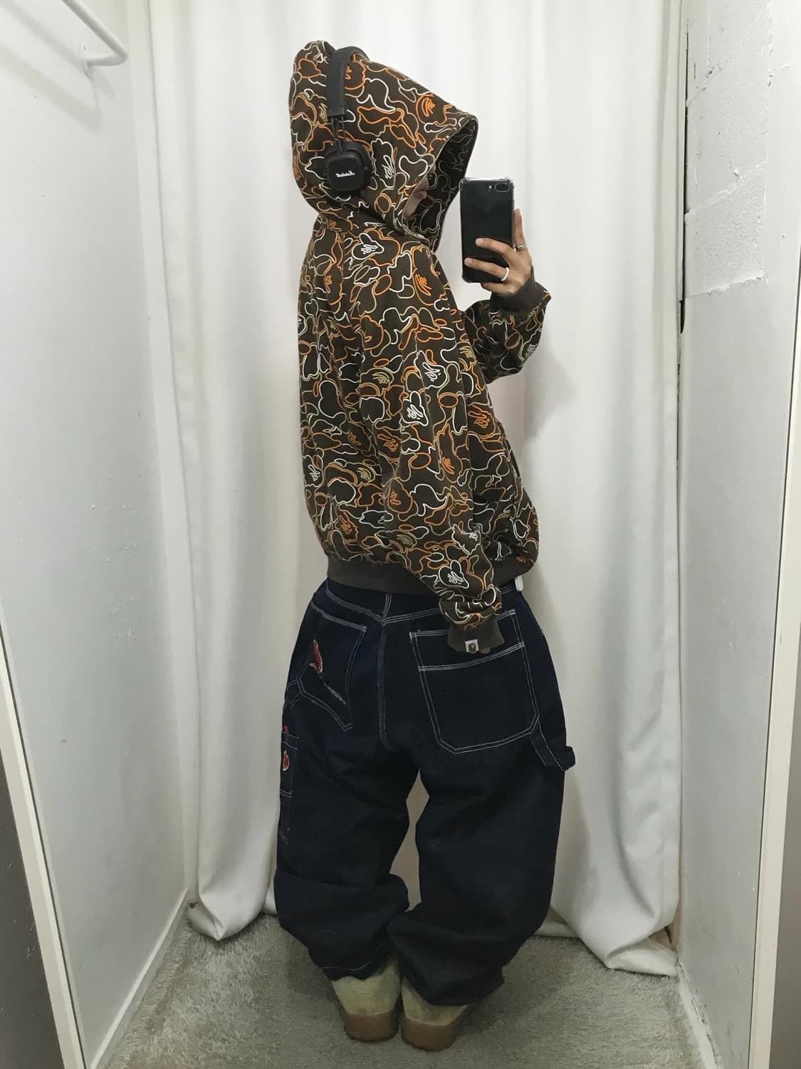 Bape Neon Brown Two-Way Hood Zip-Up 상품이미지6