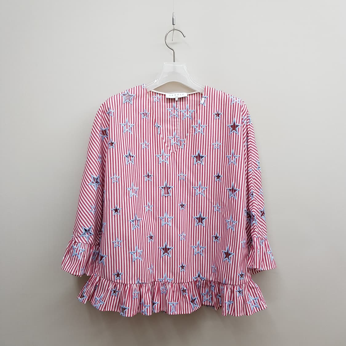 산드로 스타 컷아웃 스트라이프 블라우스 2사이즈 상품이미지2