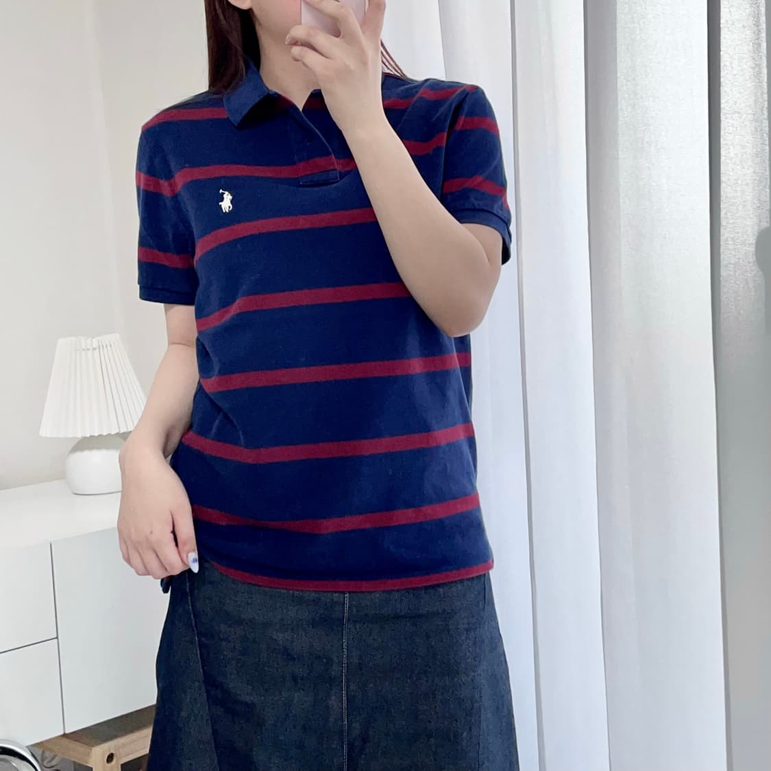 [정품] 폴로 네이비 / 화이트포니 레드단가라 반팔카라티 [ M ] 상품이미지2