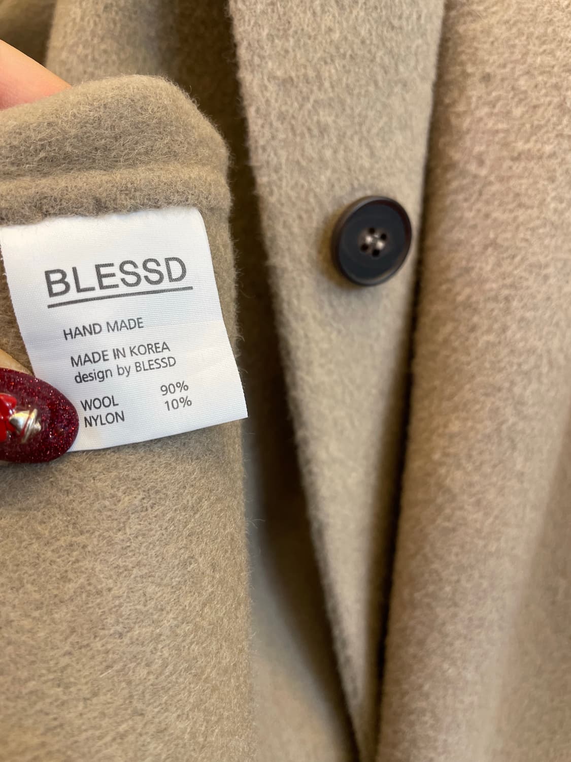 BLESSD 여성 핸드메이드 베이지 울코트 모직롱코트:) 하객룩데이트룩 상품이미지5