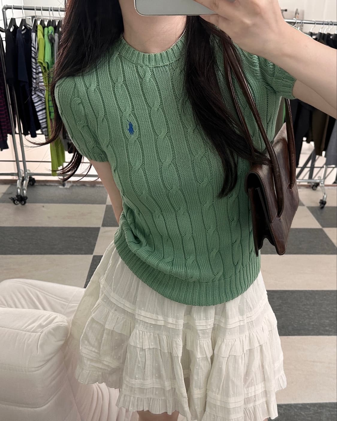 폴로 랄프로렌 피마코튼 케이블 반팔 니트 상품이미지1