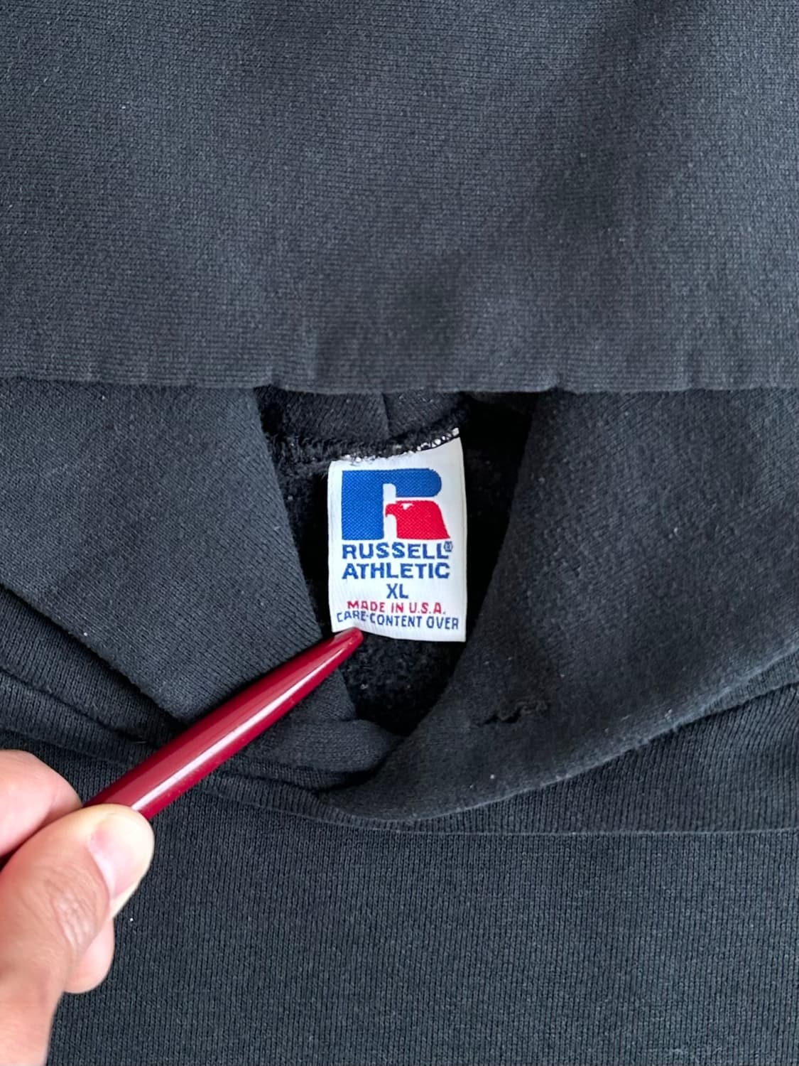 90s 빈티지 러셀 후드 블랙 XL USA 상품이미지5
