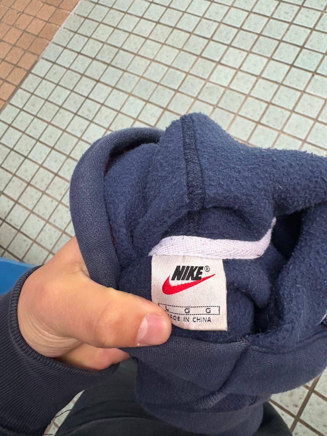 90s nike 후드 (네이비 레드) L 상품이미지4