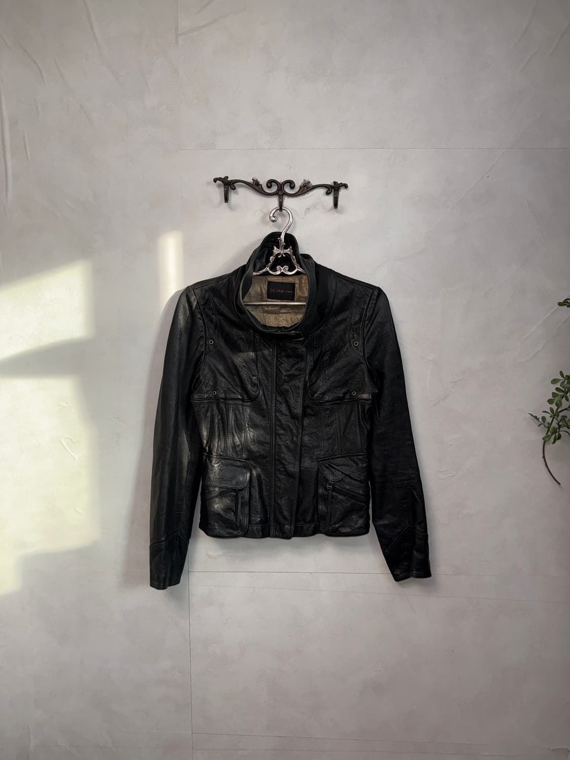 Black lamb skin high neck back buckle jk 상품이미지3