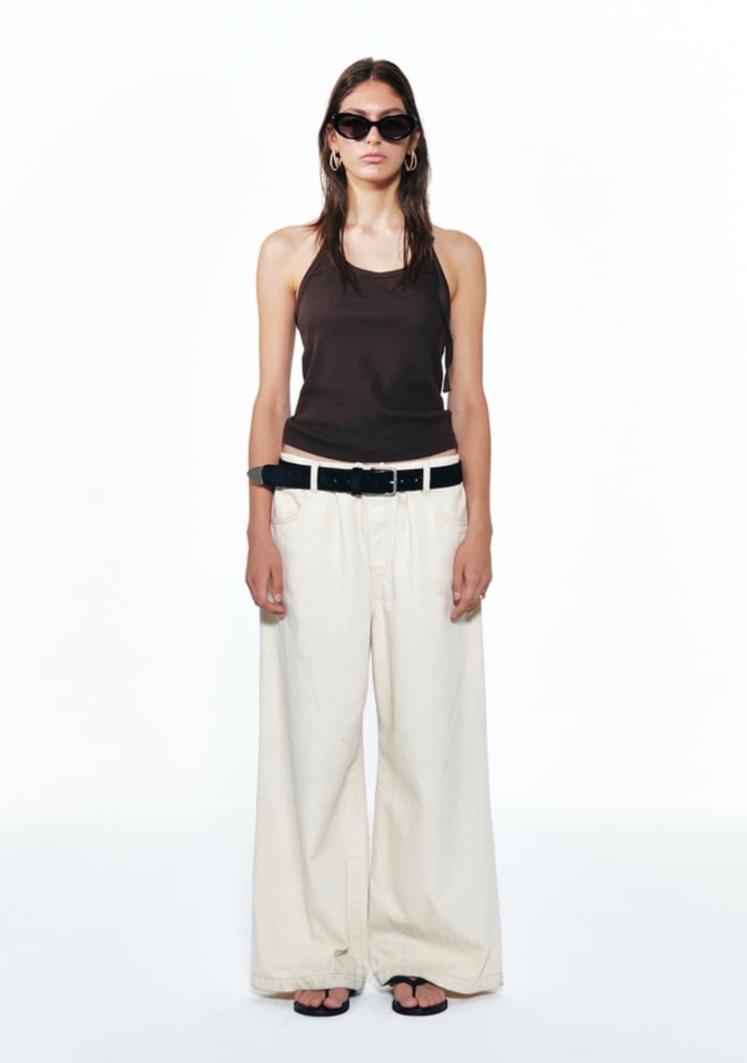 (W) Deinet Stud Wide Pants in Ecru (새상품) 상품이미지3