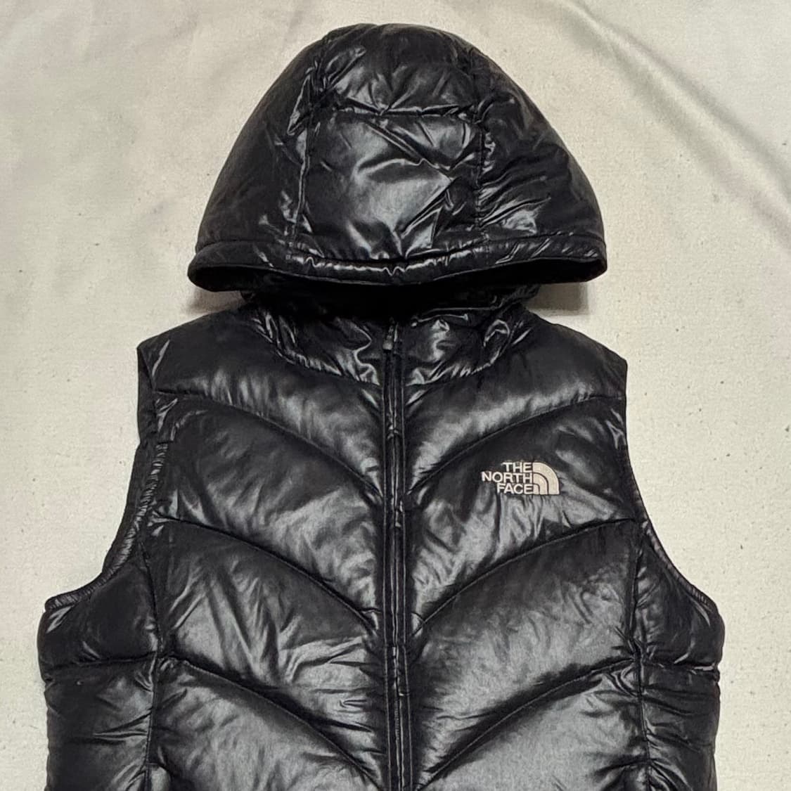 90 노스페이스 600 필 블랙 유광 패딩 후드 베스트 상품이미지1