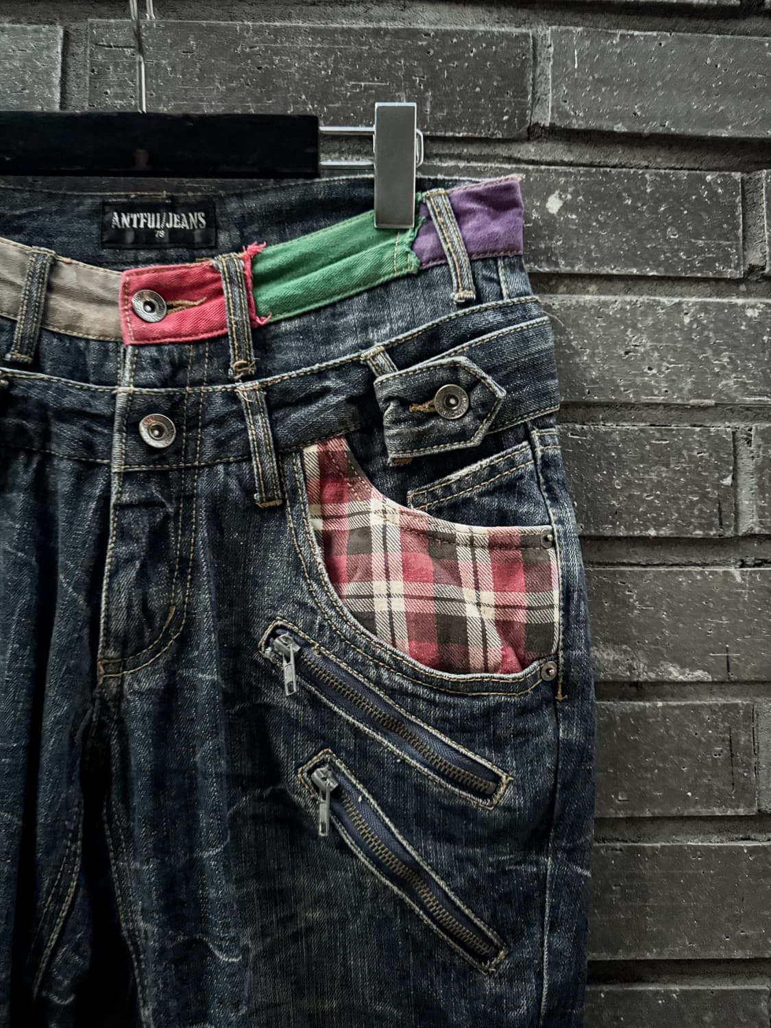 Double belt check patchwork denim shorts 상품이미지4