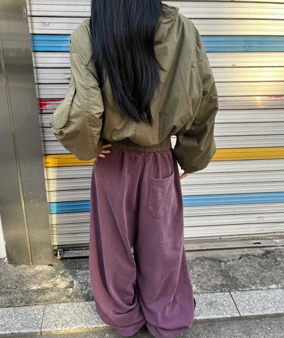 카키 오버핏 항공 점퍼 패딩 상품이미지3