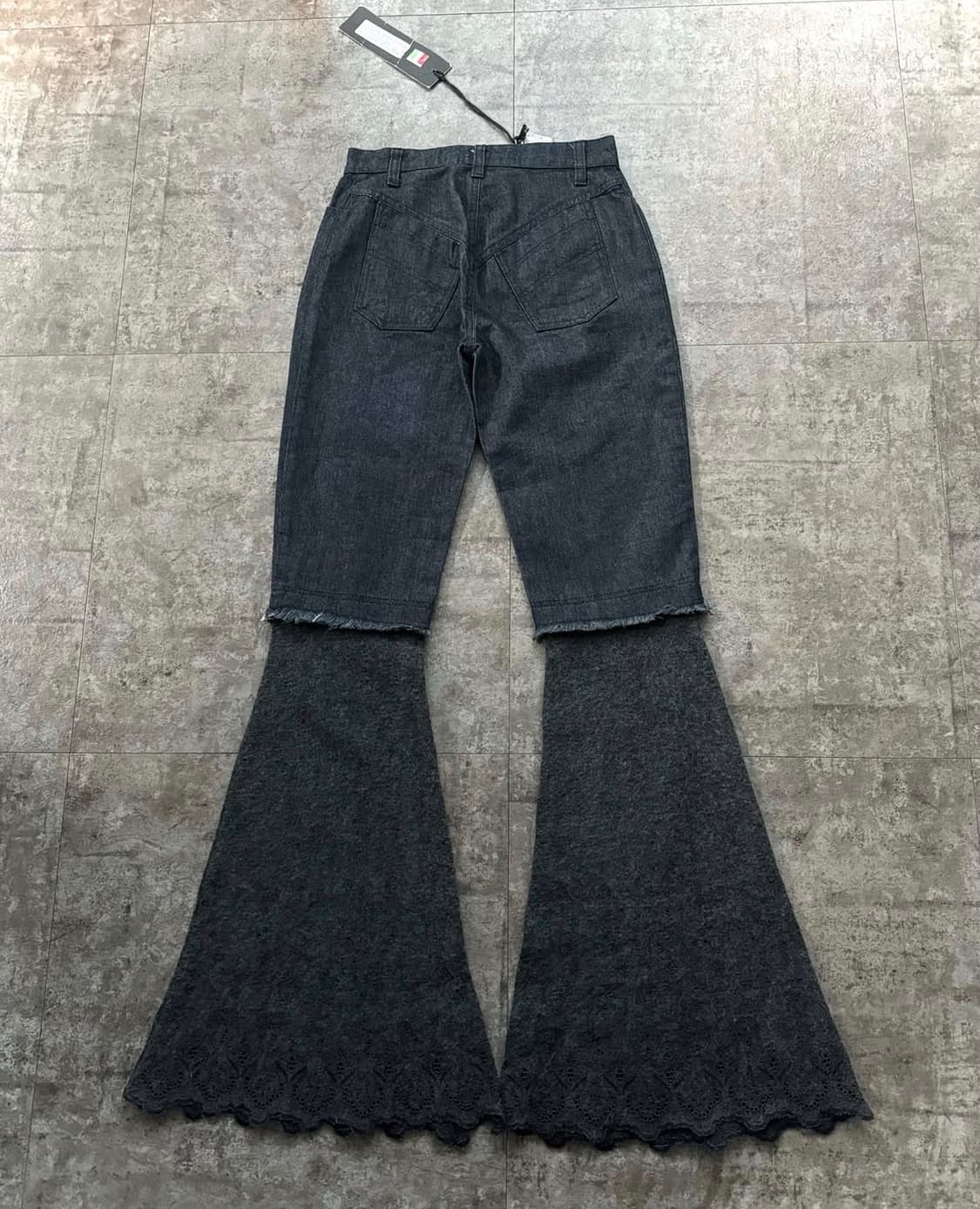 Knitted detail denim boots cut pants 상품이미지4