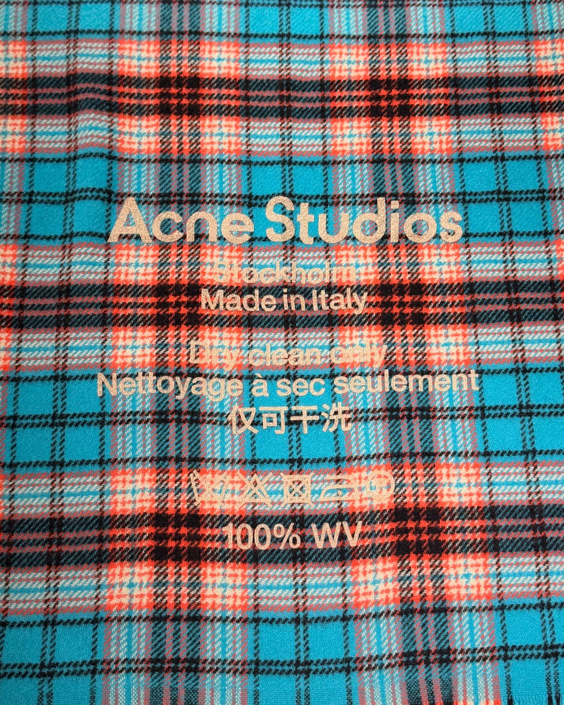 아크네 스튜디오 블루 오렌지 타탄체크 울 머플러 상품이미지2
