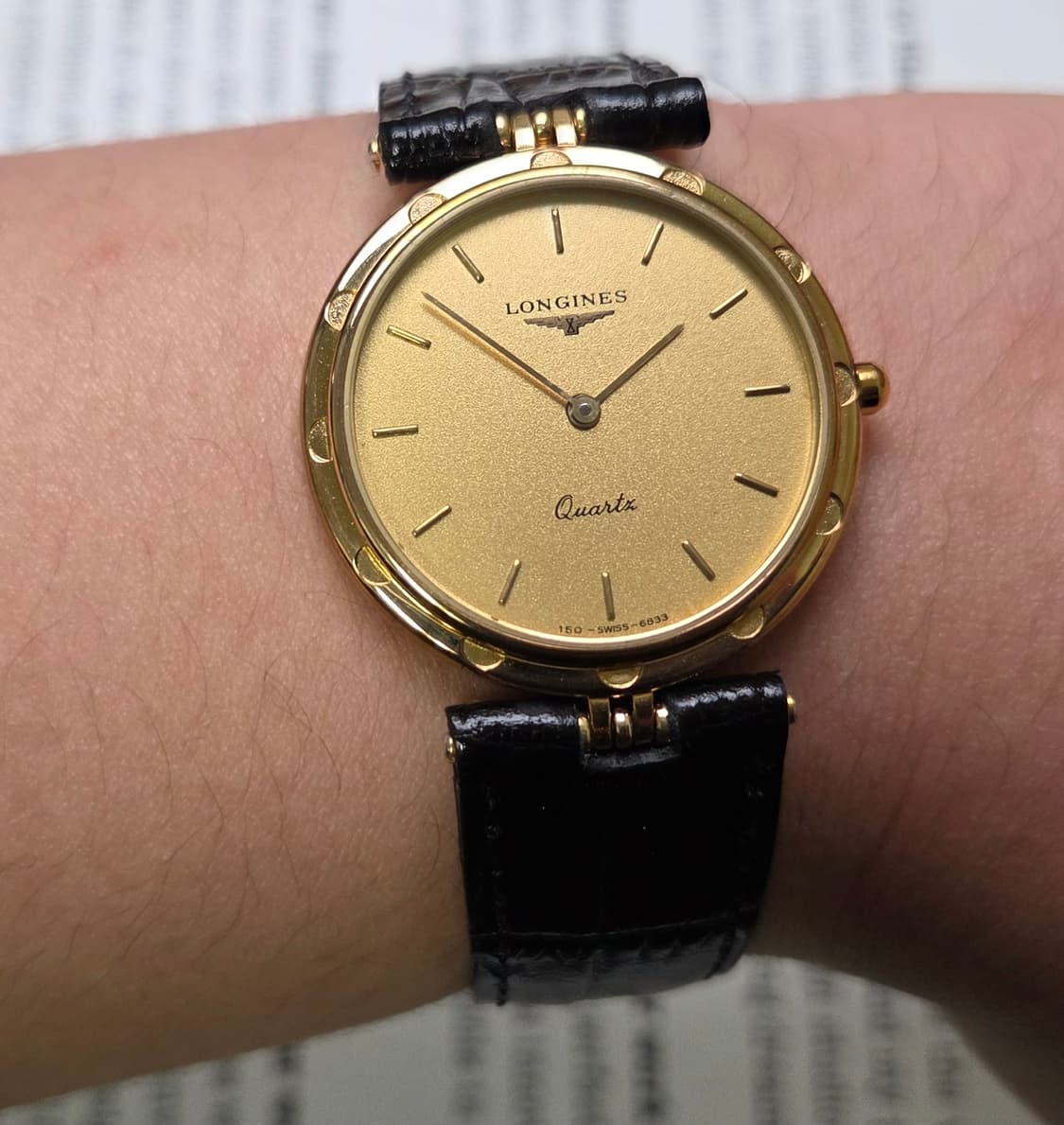 레어] 빈티지 론진 방돔형 금바리판 플라워베젤 올금장 슬림쿼츠 상품이미지10