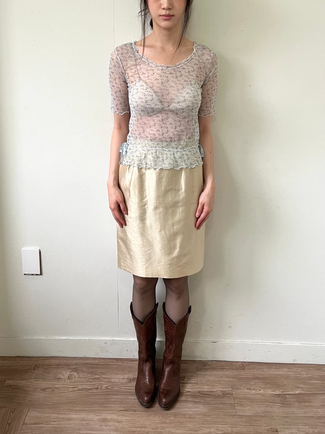 Link Beans 시스루 플라워 탑 상품이미지8