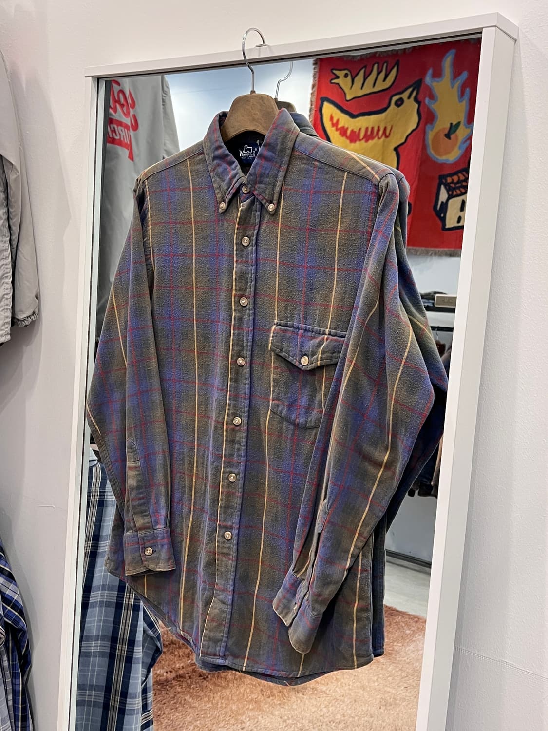 80s Woolrich 울리치 빈티지 코튼 플란넬 체크 셔츠 상품이미지1