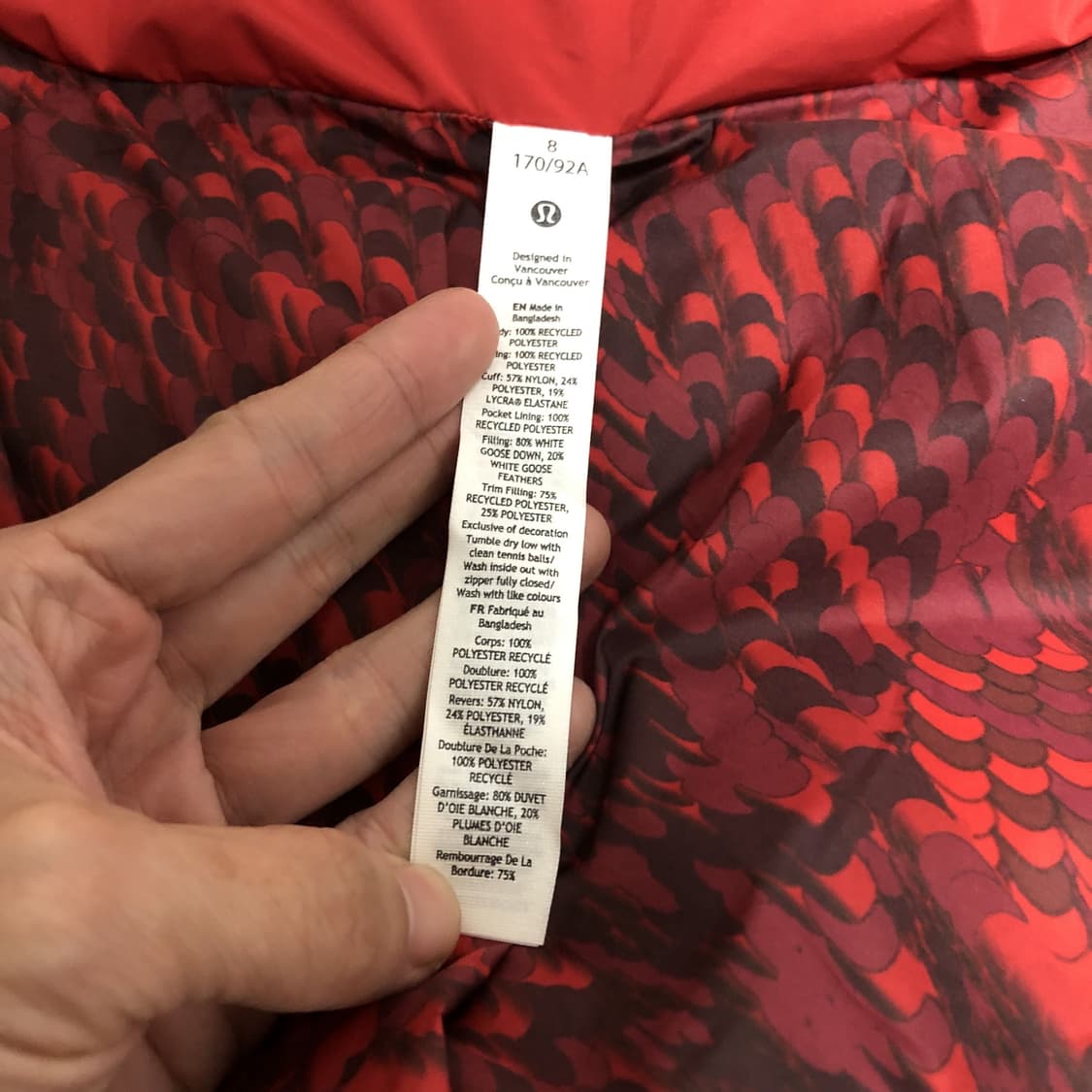 (우먼스 XL) 룰루레몬 lululemon 원더퍼프 크롭 패딩 자켓 레드 상품이미지6