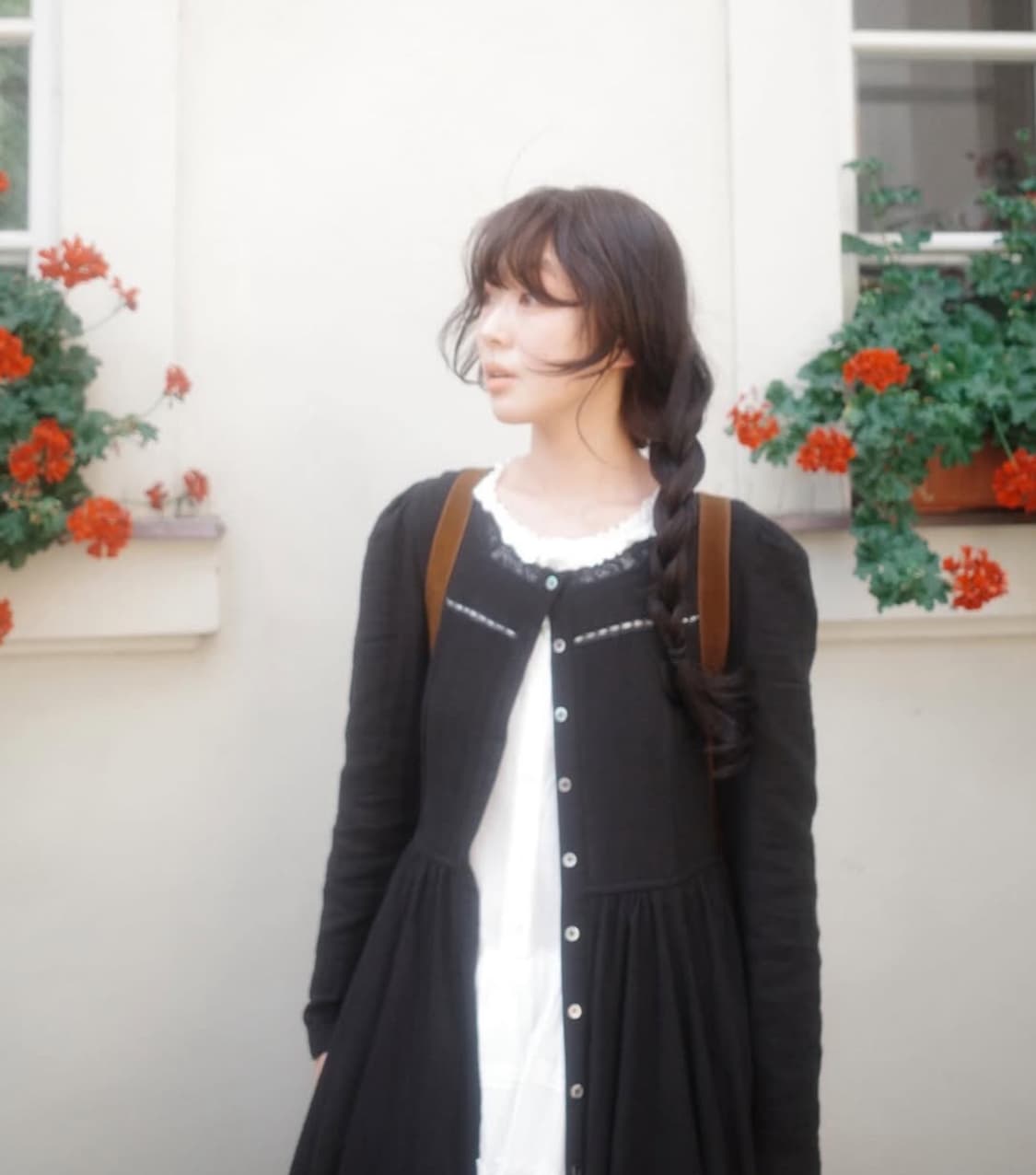 [미착용] 플레따 Square Rose Robe Dress - 블랙 상품이미지1