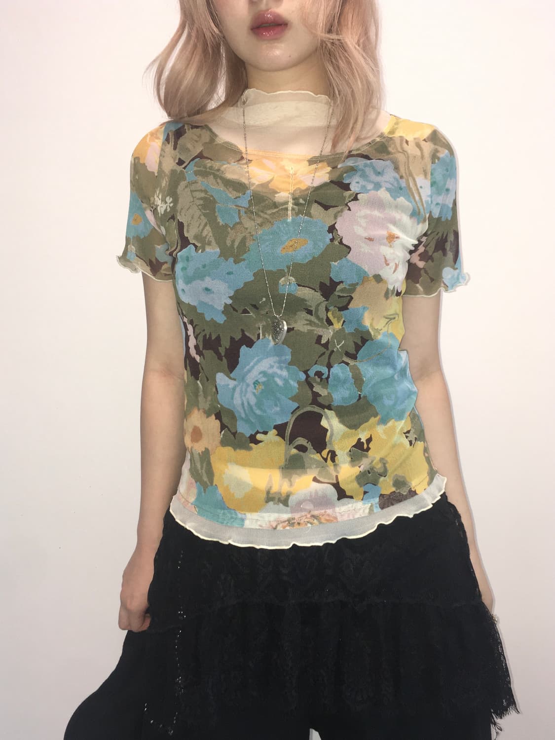 Jpg Vintage flower see through blouse 상품이미지2
