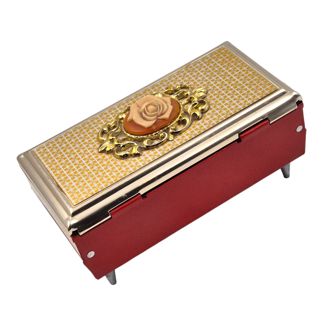 70s 실버 레더 로즈 카메오 오르골 보석함 상품이미지5