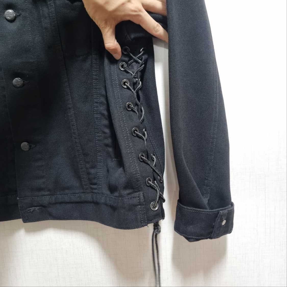 ( L ) 할리데이비슨 블랙 데님 자켓 레이스업 상품이미지4