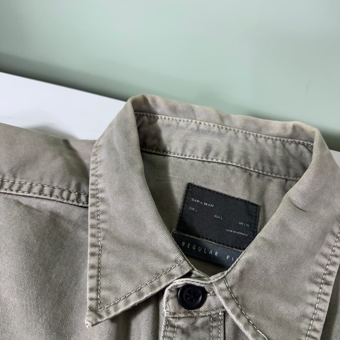100 L 자라 맨 빈티지워시드 투포켓 코튼 셔츠 남방 상품이미지2