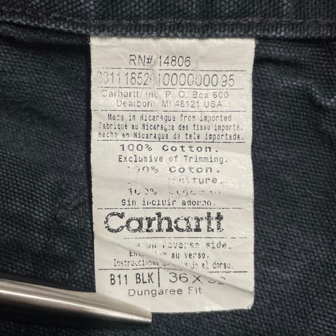 칼하트 싱글니 b11 블랙 카펜터 워크팬츠 36 (34) 상품이미지5