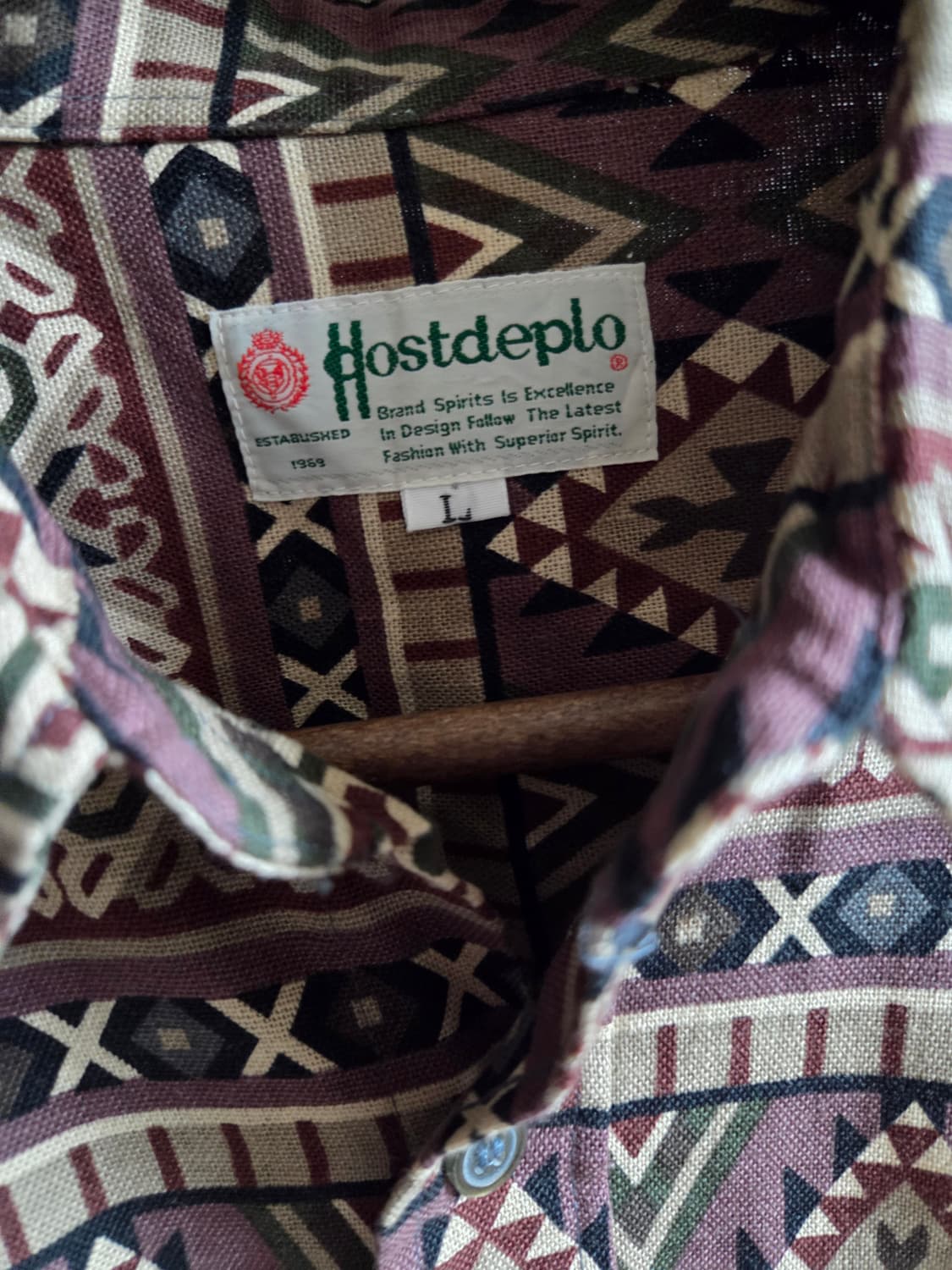 빈티지 아즈텍 패턴 코튼 100 셔츠 L 상품이미지4