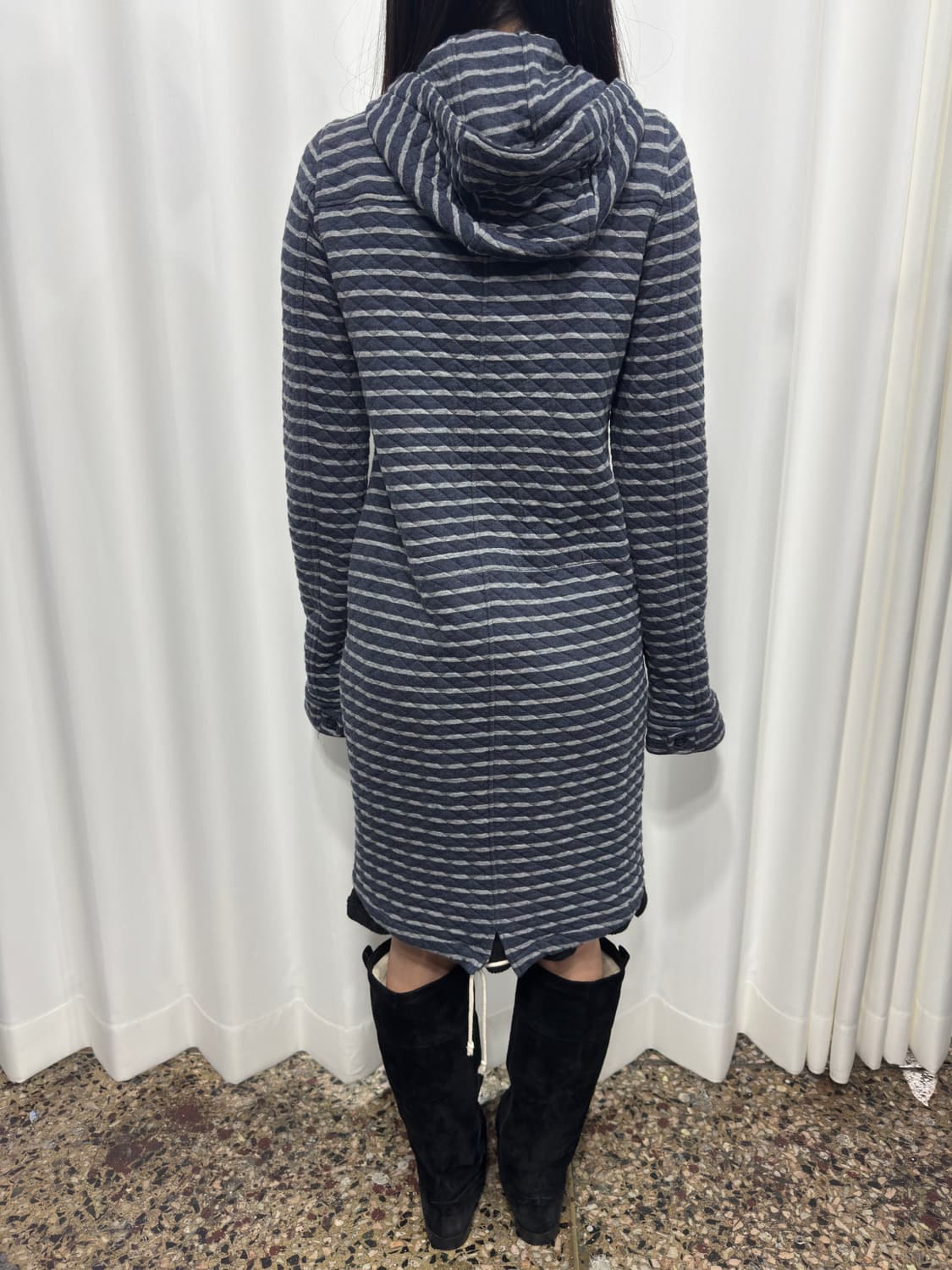stripe hood long coat 상품이미지8