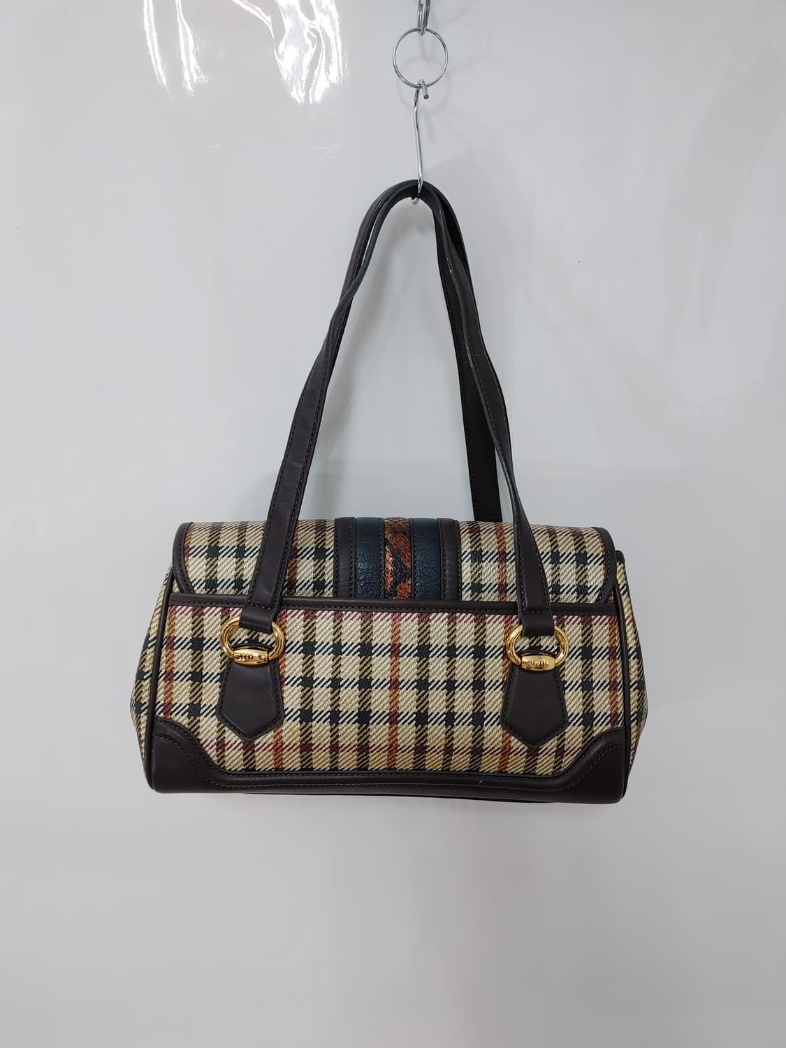 DAKS 닥스 소가죽배색 체크무늬 금장장식 토트백 상품이미지3