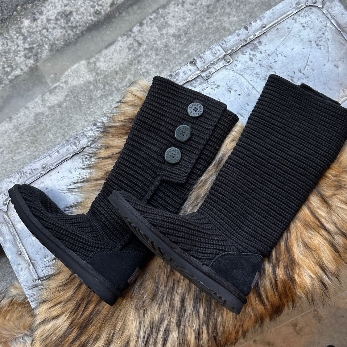 00s 블랙 니트 카디 어그 부츠 상품이미지2