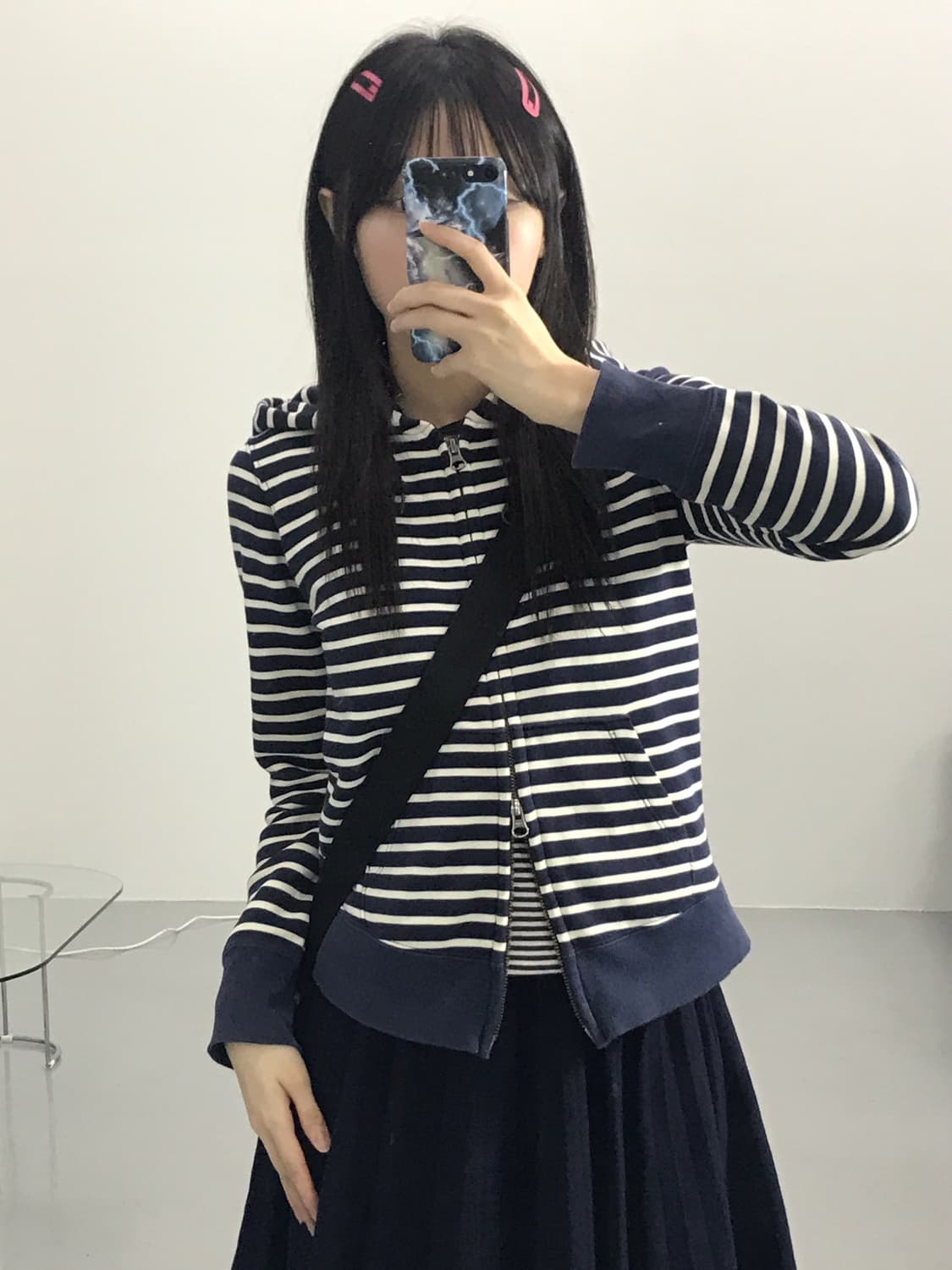 Uniqlo Navy Striped Zip Up Hoodies 상품이미지1