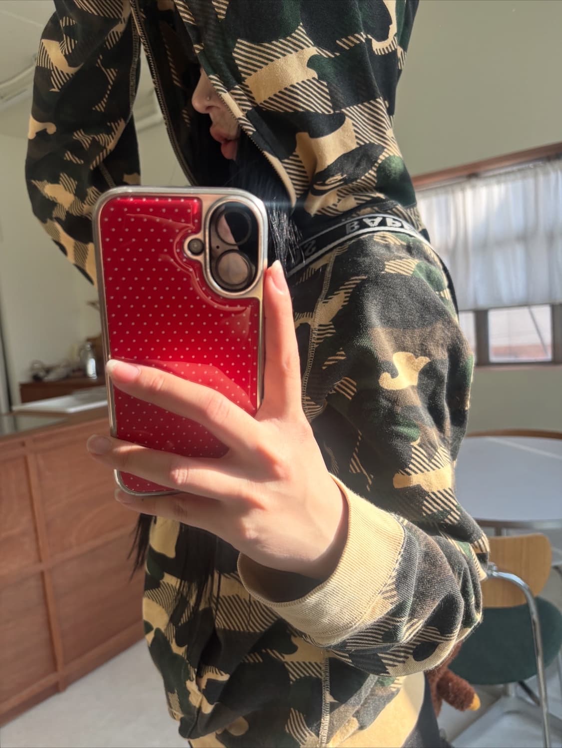 베이프 카모 체크 후드집업 상품이미지1