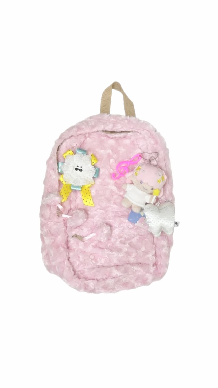 푸들같은 털 백팩 - 🍓핑크 상품이미지1