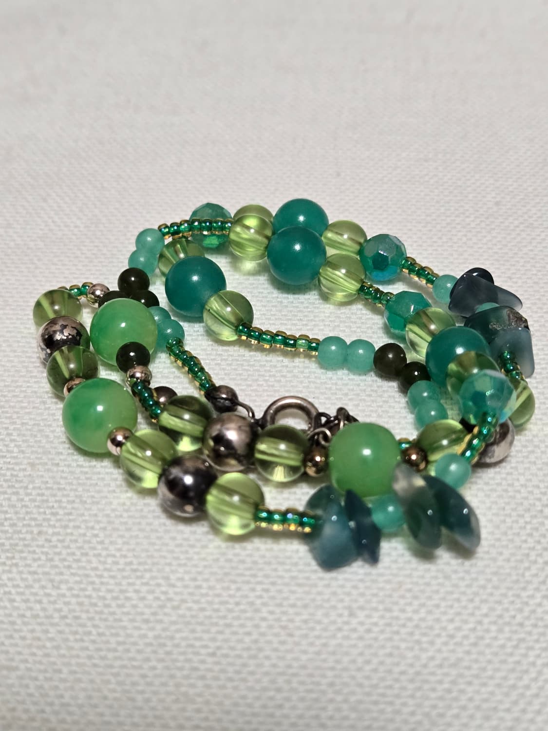 그린글래스비즈+실버925볼 목걸이 상품이미지1